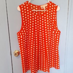 Michael Kors Red and White Polka Dot Blouse